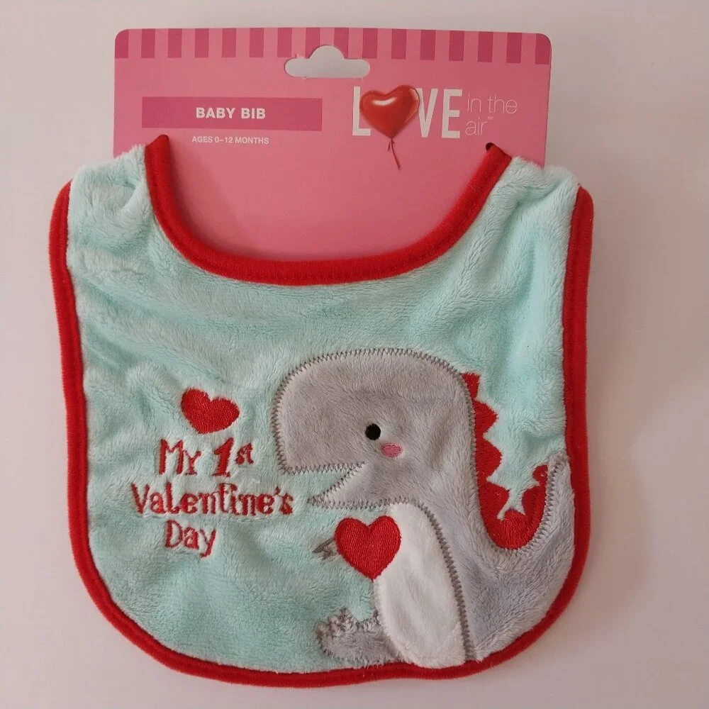 NWT My 1st Valentine's Day Dinosaur Bib and Booties